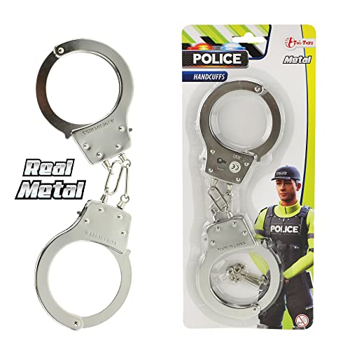 Toi-Toys Kinder Handschellen POLICE Polizeihandschellen, Spielzeughandschellen aus Metall ca. 28 cm von Toi-Toys