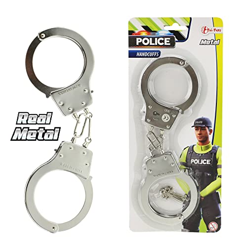 Toi-Toys Kinder Handschellen Police Polizeihandschellen, Spielzeughandschellen aus Metall ca. 28 cm von Toi-Toys