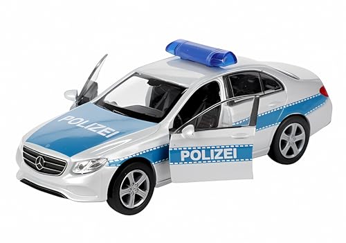 Toi-Toys Mercedes Benz E-Klasse 12cm aus Metall mit Rückzugmotor Modellauto Modell Auto Dienstwagen Notarzt Feuerwehr Polizei Spielzeugauto 83 (Polizei) von Toi-Toys