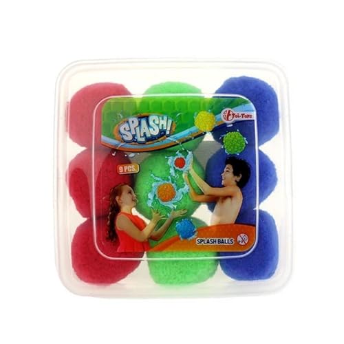 Toi-Toys Wiederverwendbare Wasserbomben Splash - 9 Stück Wasserbälle Set - Ø 7 cm - Wasserspielzeug Kinder Strandspielzeug Wasserball Waterbomb Wasserschlacht Pool Spielzeug von Toi-Toys