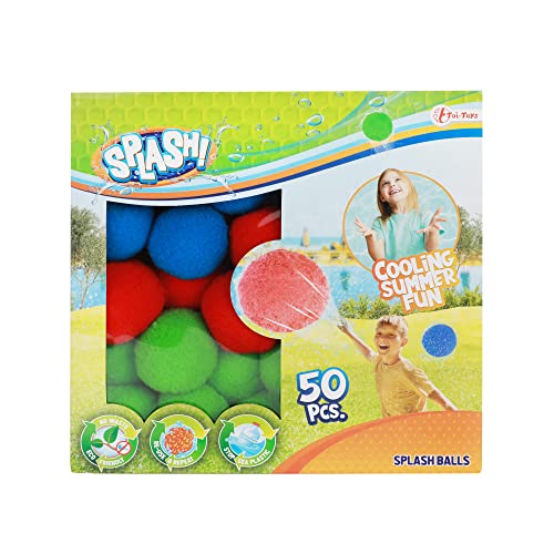 Toi-Toys Wiederverwendbare Wasserbomben Splash - 50 Stück Wasserbälle Set - Ø 4,5 cm - Wasserspielzeug Kinder Strandspielzeug Wasserball Waterbomb Wasserschlacht Pool Spielzeug von Toi-Toys