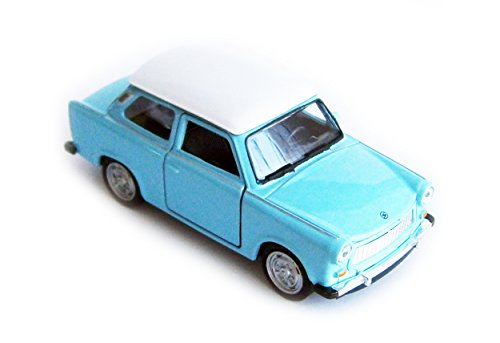 Trabant 601 Modellauto 11,5cm Trabi aus Metall mit Rückzugmotor Modell Auto Spielzeugauto Spielzeug Welly 4-Varianten 14 (Blau-Weiss) von Toi-Toys