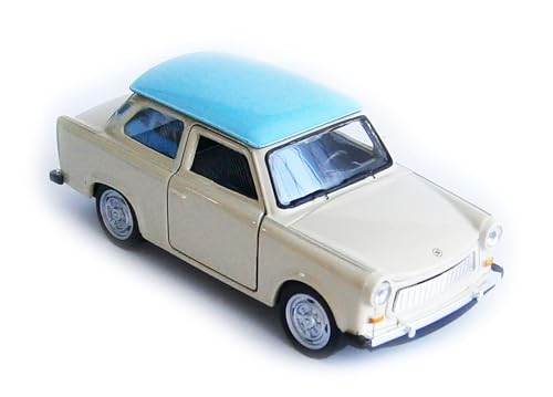 Trabant 601 Modellauto 11,5cm Trabi aus Metall mit Rückzugmotor Modell Auto Spielzeugauto Spielzeug Welly 4-Varianten 14 (Creme-Blau) von Toi-Toys