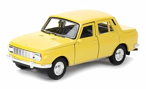 Wartburg 353 Modellauto 11,7cm aus Metall mit Rückzugmotor Modell Auto Spielzeugauto Spielzeug Welly 4-Varianten 31 (Gelb) von Toi-Toys