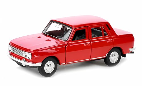 Wartburg 353 Modellauto 11,7cm aus Metall mit Rückzugmotor Modell Auto Spielzeugauto Spielzeug Welly 4-Varianten 31 (Rot) von Toi-Toys