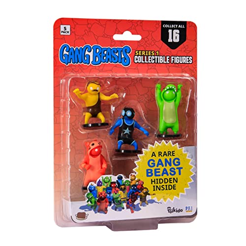 Toikido Gang Beasts Action Figure Toys 6.3 cm Kids Toys Collectable Action Figures for Boys & Girls 5 Pack Incl. 1 Hidden Rare Character Toy Official Gang Beasts Toys from (Edition 3) von Toikido