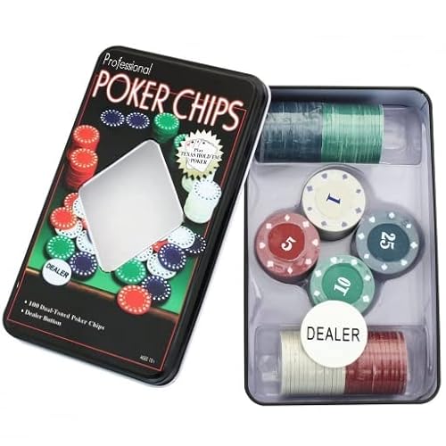 Pokerchips-Set, 100 Münzen/Chips in einer Box, digitale pädagogische Pokerchips für Familienunterhaltungsspiele von TOINSA