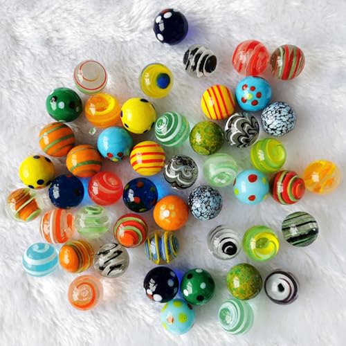 30 Stück Glasmurmeln, Bunte Katzenaugen, Transparent Handgefertigte Glasmurmeln, Bunte Murmeln, Kinder Murmelspiel 16mm Deko Glas Spielzeug von Tokaneit