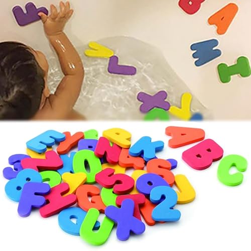 36 Stück Badewanne Buchstaben und Zahlen, Zahlen Badespielzeug, ABC Buchstaben Spielzeug, Badewannenspielzeug, Schaum Schwimm Spielzeug für Kinder Babys Early Learning Pädagogisches von Tokaneit