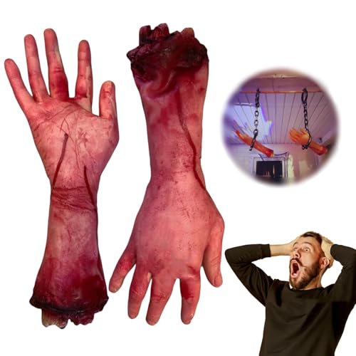 Halloween Abgetrennte Hände Füße Set, Scary Blutige Gebrochene Körperteile, Blutige Tote Körperteile, Halloween Blutige Stütze, 31×10cm, Halloween Streich Requisite, für Aktivitäten und Partys von Tokaneit
