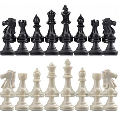 32 Schachfiguren Ohne Brett, Schachfiguren Set, International Standard Schachspiel, mit Königen Königinnen Ritter, für Kinder Teenager Erwachsene, König Hoch 65 mm, Kunststoff Schw/Weiss, Puzzlespiele von Tokaneit