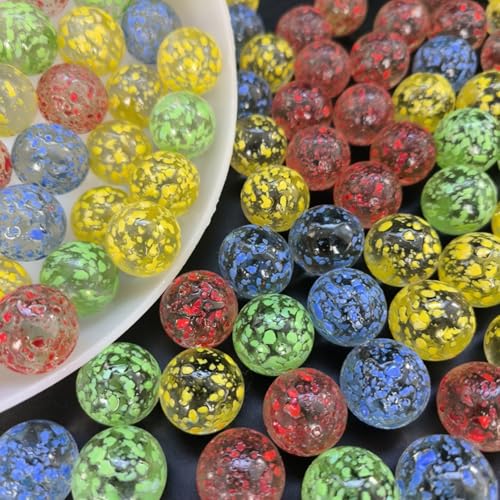 100 Stück Glasmurmeln Bunt, Farbige Feste Murmeln, Transparent Handgefertigte Glasmurmeln, Murmelspiele für Kinder für Aquarien, Murmeln, Arcade & Tischspiele, Sportspielzeug & Outdoor (16mm) von Tokaneit