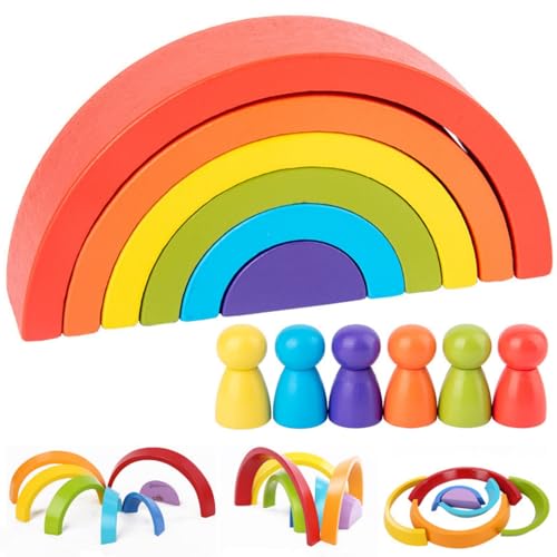 Tokaneit 12 Stück Holz Regenbogen Stapel Set, Regenbogen-Stapelspielzeug aus Holz, Regenbogen aus Holz, Regenbogen Holz Spielzeug Bausteine, Regenbogen Stapelspielzeug, Motorikspielzeug, Geschenk Tokaneit 12 Stück Holz Regenbogen Stapel Set, Regenbogen-Stapelspielzeug aus Holz, Regenbogen aus Holz, Regenbogen Holz Spielzeug Bausteine, Regenbogen Stapelspielzeug, Motorikspielzeug, Geschenk von Tokaneit