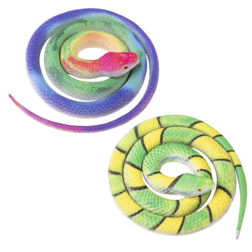 Tokaneit 2 Stück Gummischlangen, Bunte Gefälschte Schlange, Spielzeug Schlange, Groß Gummi Gefälschte Schlangen, Gummi Simulation Schlange, Garten Props Witz-Streich-Geschen von Tokaneit