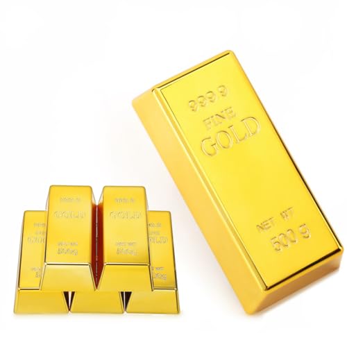 Tokaneit 6 Stück Gefälschte Goldbarren Replik, Kunststoff Goldbarren, Gefälschte Goldene Ziegelbarren, als Türstopper/Briefbeschwerer, Für Bühnendekoration, Filmrequisiten, Lustige Geschenke Tokaneit 6 Stück Gefälschte Goldbarren Replik, Kunststoff Goldbarren, Gefälschte Goldene Ziegelbarren, als Türstopper/Briefbeschwerer, Für Bühnendekoration, Filmrequisiten, Lustige Geschenke von Tokaneit