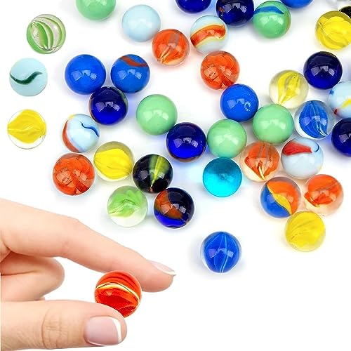 Tokaneit Glasmurmeln, Bunte Katzenaugen-Glasmurmeln, 80 Bunte Murmeln, Glas Murmeln Kinder Murmelspiel 16mm Bunte Murmeln Deko Glas Spielzeug Spielmaschine Pflanzendekoration von Tokaneit