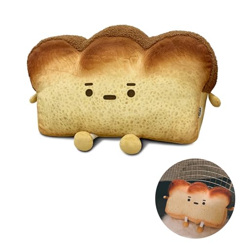 Tokaneit Kreatives Toast Brot Plüschkissen,Toastbrot Kissen,Weiches Plüschtier,Cartoon Plüsch Spielzeug,Brot Pad Kissen,Lustiges Brot Form Plüschtier Kissen,Toast Geschnittenes Baumwolle Brotkissen von Tokaneit