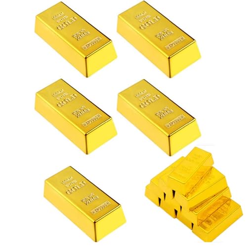 Tokaneit 5 Stück Replik Goldbarren, Kunststoff Gefälschte Goldene Backstein, Gefälschte Goldbarren, Plastikgoldbarren, Dekorative Requisite für Home Office Dekoration Tokaneit 5 Stück Replik Goldbarren, Kunststoff Gefälschte Goldene Backstein, Gefälschte Goldbarren, Plastikgoldbarren, Dekorative Requisite für Home Office Dekoration von Tokaneit