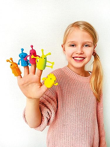 TollesfürKinder Lustige Finger Monster Freunde, 27 Stück Fingerpuppen im Set, Bunte Farben, Gummi Monster, Geburtstag, Mitgebsel, Monster Party von TollesfürKinder