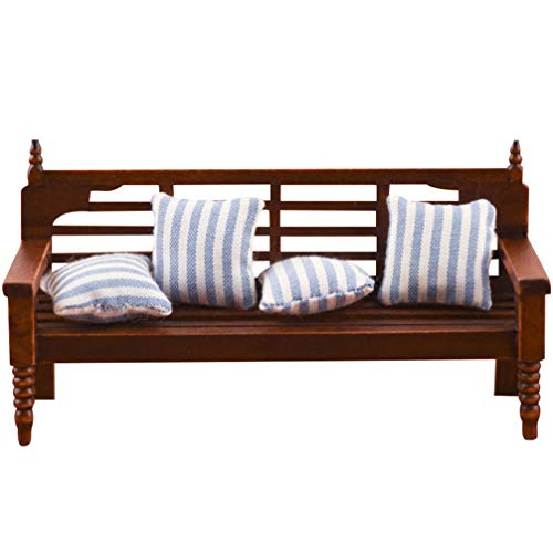 Tomaibaby 1 Set Vintage Miniatur Puppenhaus Sofa Puppenhaus Möbel 1:12 Bank Couch Sofa mit 4 Kissen für Puppen Haus Zimmer Schlafzimmer Tomaibaby 1 Set Vintage Miniatur Puppenhaus Sofa Puppenhaus Möbel 1:12 Bank Couch Sofa mit 4 Kissen für Puppen Haus Zimmer Schlafzimmer von Tomaibaby