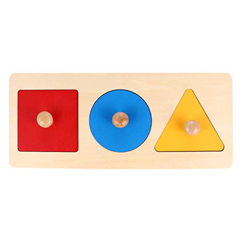 Tomaibaby 1 Stück Baby Holzform Puzzles Montessori Holzknauf Puzzle Peg Board Geometrische Form Match Baby Lernspielzeug von Tomaibaby