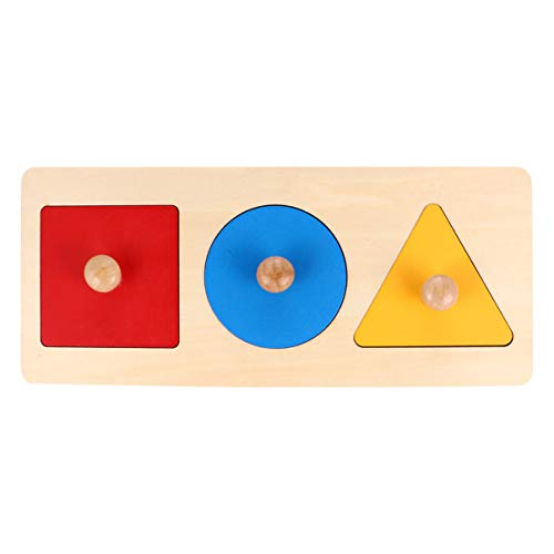 Tomaibaby 1 Stück Baby Holzform Puzzles Montessori Holzknauf Puzzle Peg Board Geometrische Form Match Baby Lernspielzeug von Tomaibaby