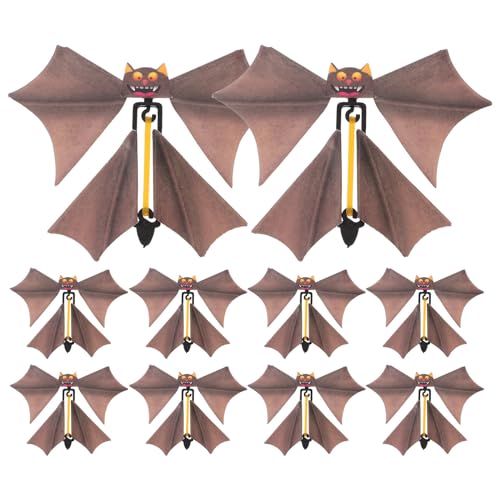 Tomaibaby Flying Bats: Neuheit Aufziehbare Fledermäuse Spielzeug – 10 Stück lustige gruselige Flatterkarten – für Kinder, Halloween, Party, Dekoration, Überraschung, Hochzeit, Aufführung, Streich von Tomaibaby