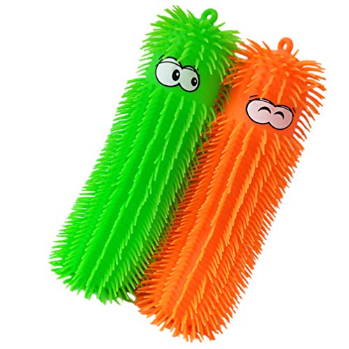 Tomaibaby 2 Stück Leuchtende Zappelspielzeug Raupen - Sensorisches Anti-Stress Spielzeug Für Kinder Und Erwachsene, Weiche Gummispitzen, Led-Lichter, Squeeze Bälle von Tomaibaby