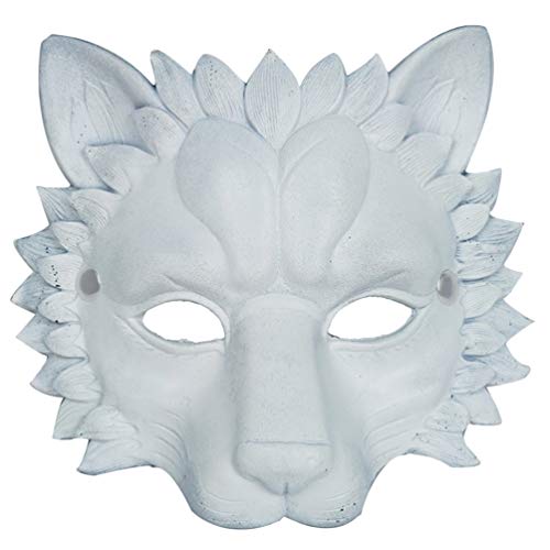 Tomaibaby 3D Löwe Tierkopf Maske Halloween Maske Party Bevorzugt Kostüm Maskerade Cosplay Requisiten für Erwachsene Kinder Kinder (Weiß) von Tomaibaby