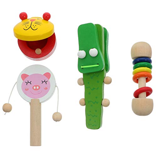 Tomaibaby 4pcs Kleinkind Musikinstrumente Holz Rhythmus Set ab 3-7Jahre Kastagnetten Baby Musikinstrument Spielzeug Vorschule pädagogisches Spielzeug für Kleinkinder Zufällige Farbe von Tomaibaby