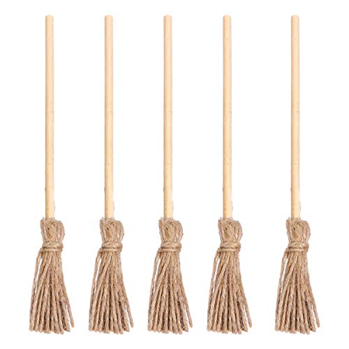 5st Besen Aus Hanfseil Feenhaus Dekoration Mini-Hexenbesen Halloween- Puppenhaus-Miniatur-Ornament Mini Handgewebter Besen Halloween-Besen Kind Statue Holzmaterial Hölzern von Tomaibaby