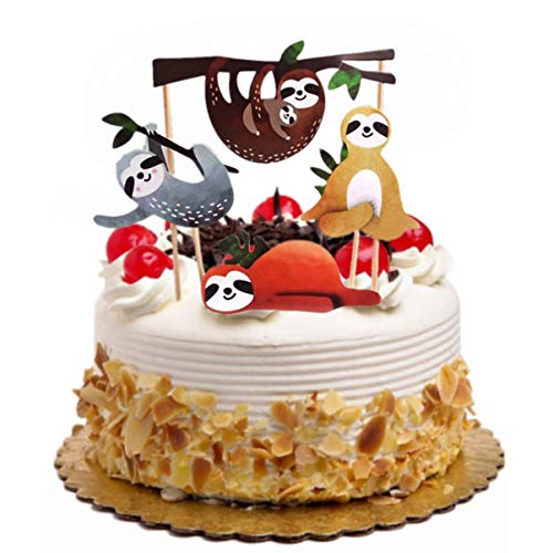 Tomaibaby Niedliche Faultier Kuchendeckel Kreative Faultier Cupcake Topper zum Geburtstag Babyparty Party Kuchen Dekoration 4 Stück von Tomaibaby