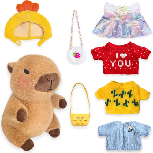 Tomatoys Capybara Plüschtier, 33 cm, Capybara-Plüschspielzeug, süßes Capibara-Plüschtier mit Anzügen, Carpincho-Plüschkissen, Geschenk für Jungen und Mädchen von Tomatoys