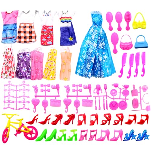 85 Stück Kleidung und Zubehör für Puppen 10 Fashion Kleider,Schuhe,75 Zubehör für 11,5 Zoll Mädchen Puppen von Tomicy