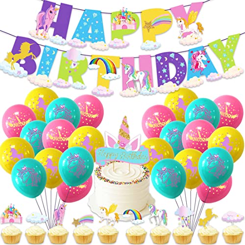 Geburtstagsdeko Mädchen 36Stück Tomicy Einhorn Deko , Einhorn Luftballons,Tortendeko Einhorn, Geburtstag Deko Mädchen Einhorn Party Deko Kindergeburtstag von Tomicy