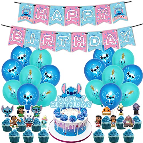 Geburtstagsdeko -Tomicy 30 Stück Happy Birthday Party Dekorationen Cupcake Topper, Ballons, Banner Party Dekoration Motto Geburtstag Party Zubehör für Kinder von Tomicy