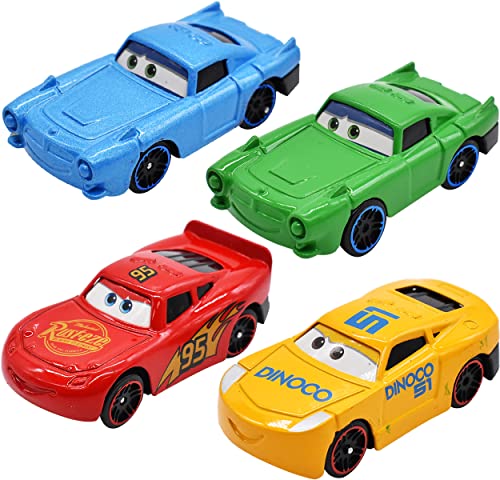 Tomicy McQueen SpielzeugautoSet - 4 Pack Spielzeugauto， enthält Lightning McQueen, Kinderidee Spielfahrzeuge für Geburtstagsfeiern, geeignet für Kinder ab 3 Jahren von Tomicy