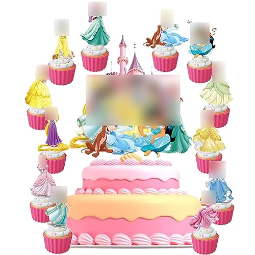 Prinzessinnen Cake Toppers Geburtstag,Prinzessinnen Tortendeko Geburtstag Kuchen Topper,für Kinder Prinzessinnen Themenparty Birthday Party Kuchen Dekoration Lieferungen 25pcs von Tomicy