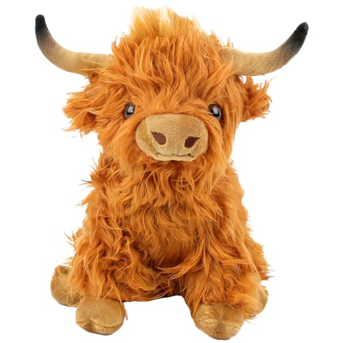 Tomicy Highland Cow Soft Toy Plush Toy, Hochlandrind Kuscheltier, Kuh Plüschtier, Highland Cow Plüschtier Realistischer, Plüschtiere, Süße Kuscheltiere, Schlafendes Plüschtier Geschenke Für Kinder-25c von Tomicy