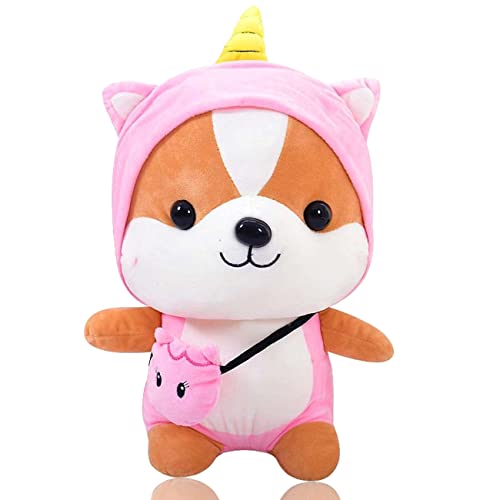 Tomicy Shiba Inu Plüschtier,Corgi Hund Plüsch Plüschtiere,Cute Akita Shiba Inu Einhorn Tier Kissen,Superweich und anschmiegsam Simulation Stofftier Geschenk für Kinder(25cm) von Tomicy