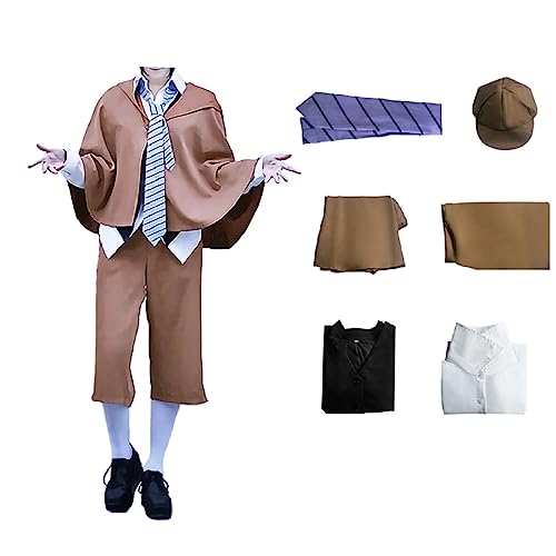 Tomioka Anime Dazai Osamu Cosplay Kostüm BungoStray Outfit Ranpo Edogawa Detektivuniformen Komplettes Set Halloween Party (STYLE-1, L) von Tomioka