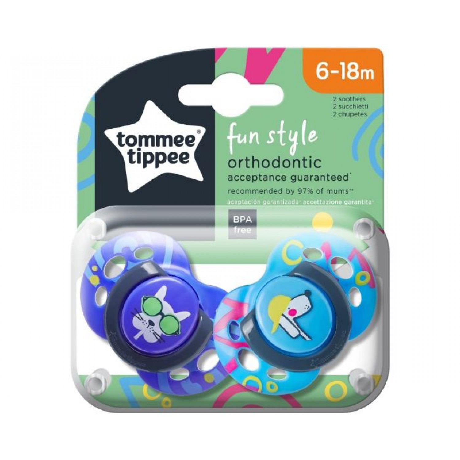 Tommee Tippee Set 02 Succhietti 18-36 m Fun Style in Silicone Ortodontico Azzurro e Blu Dog Tommee Tippee Set 02 Succhietti 18-36 m Fun Style in Silicone Ortodontico Azzurro e Blu Dog von Tommee Tippee