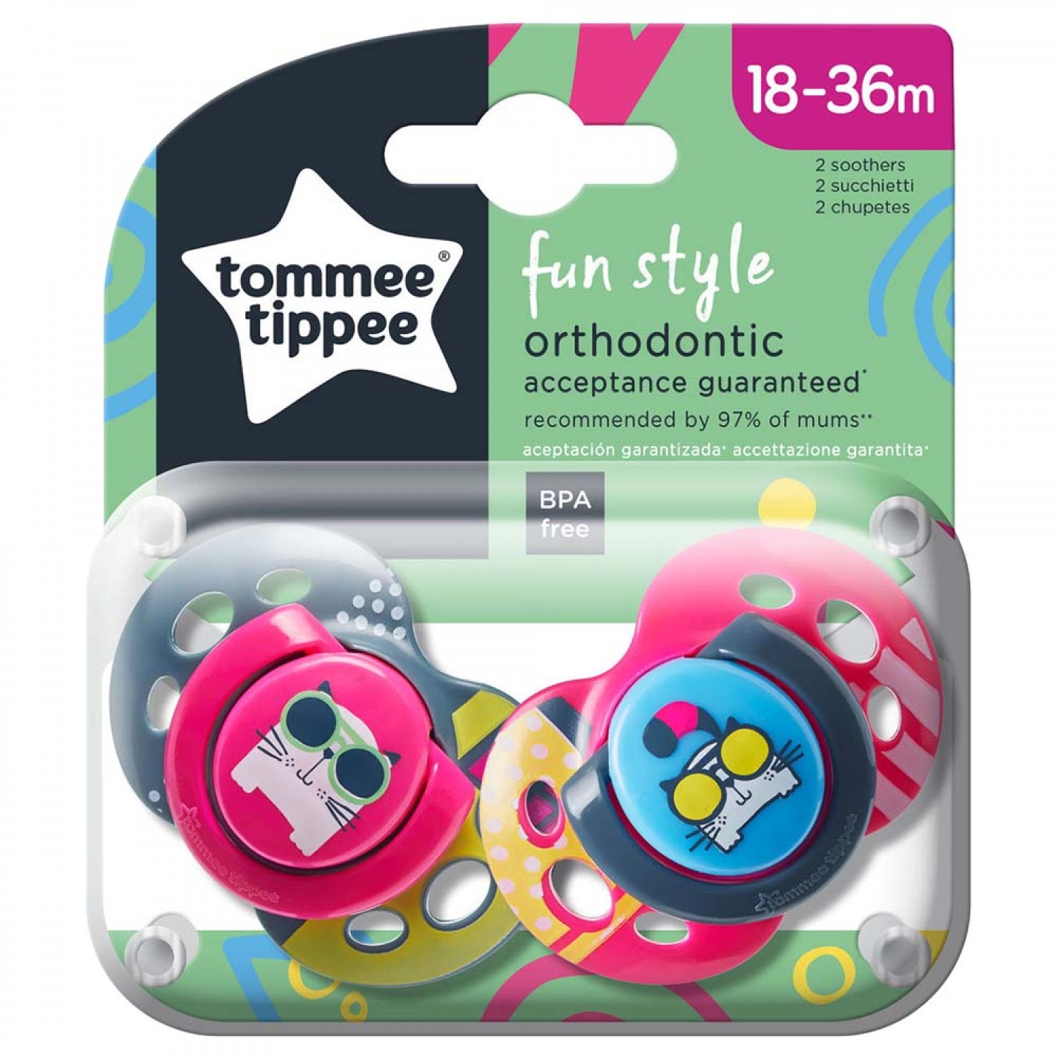 Tommee Tippee Set 02 Succhietti Fun Style 18-36m in Silicone Fucsia Rosa Tommee Tippee Set 02 Succhietti Fun Style 18-36m in Silicone Fucsia Rosa von Tommee Tippee