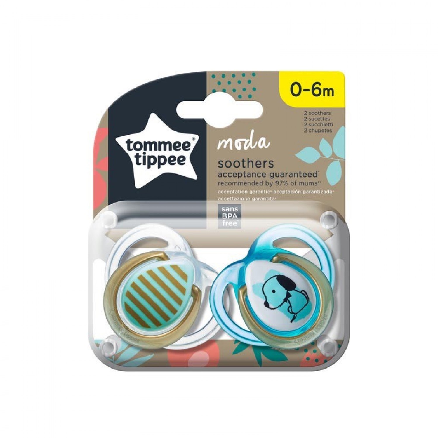 Tommee Tippee Set 2 Succhietti 0-6M Moda in Silicone Azzurro Cane Tommee Tippee Set 2 Succhietti 0-6M Moda in Silicone Azzurro Cane von Tommee Tippee