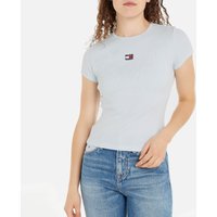 Tommy Jeans Small Badge Ribbed Stretch-Cotton Baby T-shirt - L von Tommy Jeans
