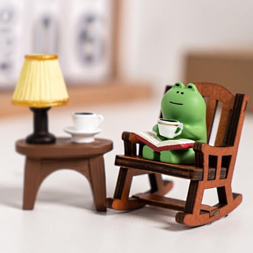 Frosch Figuren Statue, Miniatur Tier Skulpturen, Frosch im Schaukelstuhl Märchengarten Ornament für Zuhause Schlafzimmer Balkon Terrasse Hofdekoration Frosch Figuren Statue, Miniatur Tier Skulpturen, Frosch im Schaukelstuhl Märchengarten Ornament für Zuhause Schlafzimmer Balkon Terrasse Hofdekoration von Tomotato