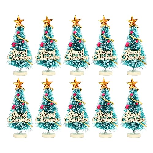 Tomotato Mini Weihnachtsbaum Modell, 10 Stücke Plastik Puppenhaus Dekoration Kleine Größe 1/12 für Miniatur Puppenstuben Wohnzimmer Garten von Tomotato