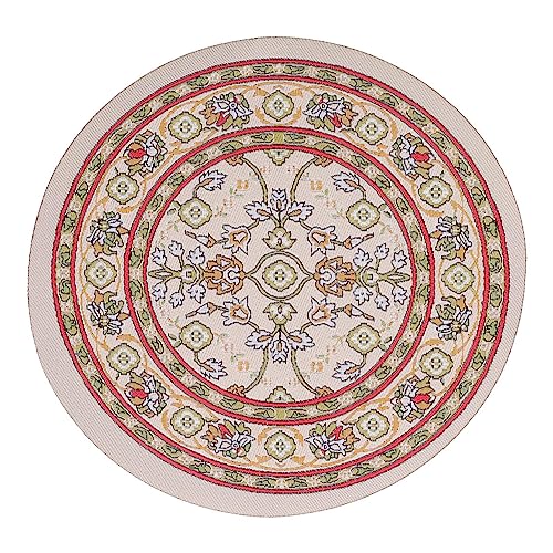 Tomotato Rundteppich für Puppenhäuser 1:12, Gewebter Miniaturteppich im Vintage-Stil mit 15,7 cm Durchmesser für Wohnzimmer- und Schlafzimmerdekoration, perfektes für SAMM (C01 kleine Blume) von Tomotato