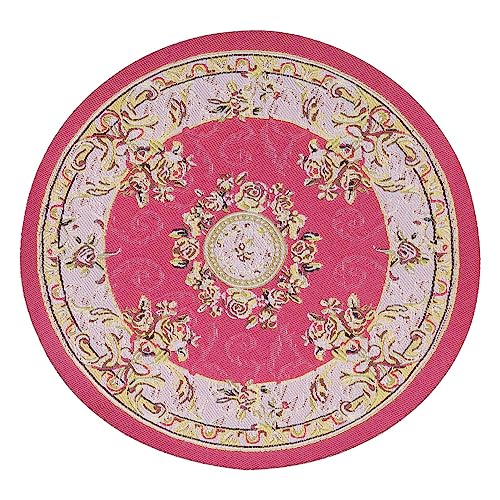 Tomotato Rundteppich für Puppenhäuser 1:12, Gewebter Miniaturteppich im Vintage-Stil mit 15,7 cm Durchmesser für Wohnzimmer- und Schlafzimmerdekoration, perfektes für SAMM (C02 Rote Blume) von Tomotato