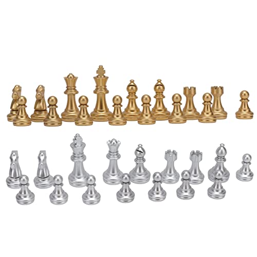 32 Schachstücke mit 1,93in King -Figuren PS, Robustes Leichtgewicht Internationales Schachstück Set für Schachbrettspiel Erwachsene Spielzeug Gold Silber, Erholung, Familie, von Tomvorks